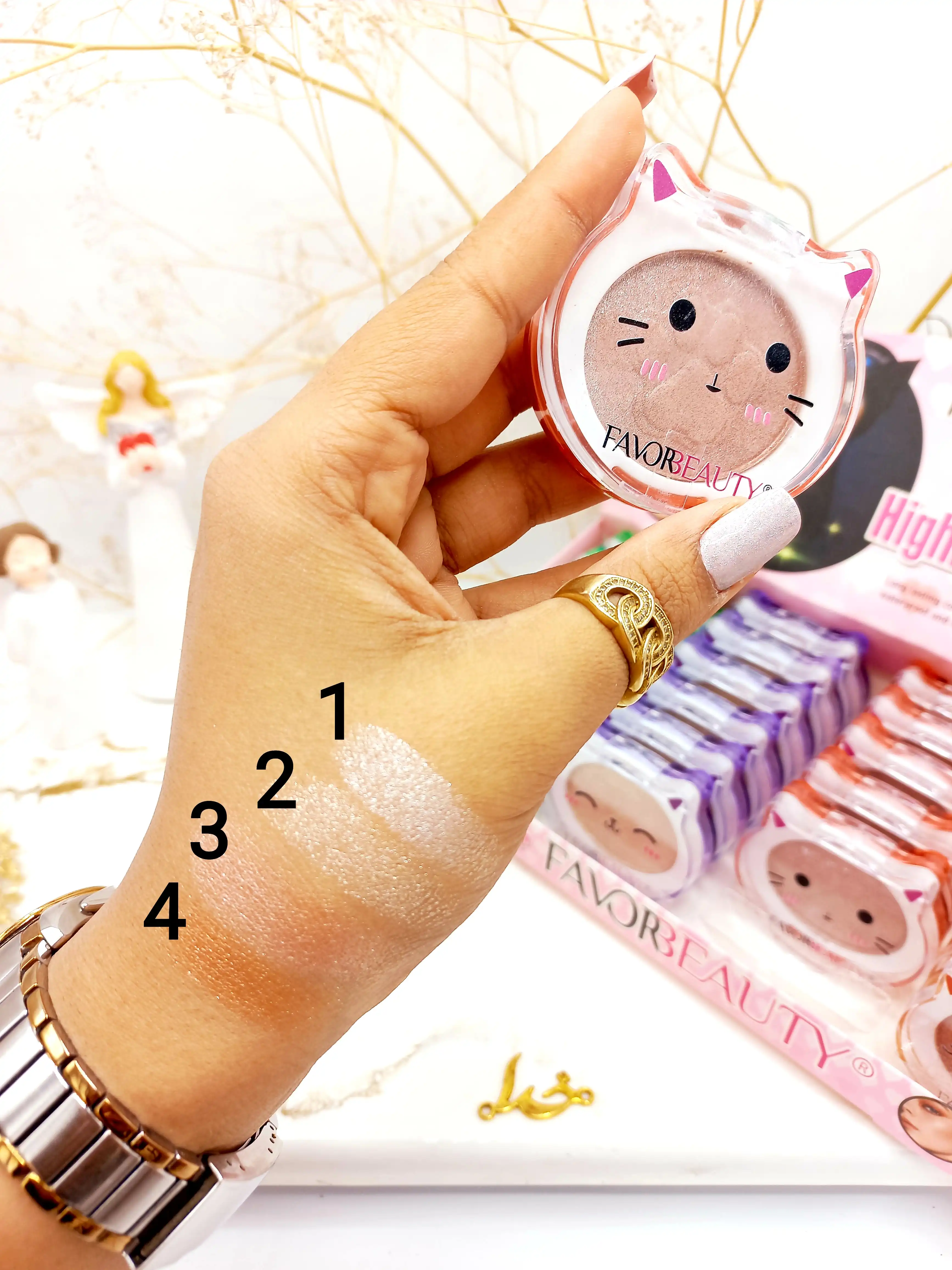 هایلایتر پرطرفدار فانتزی طرح گربه فاور بیوتی Favre Beauty کد 6663