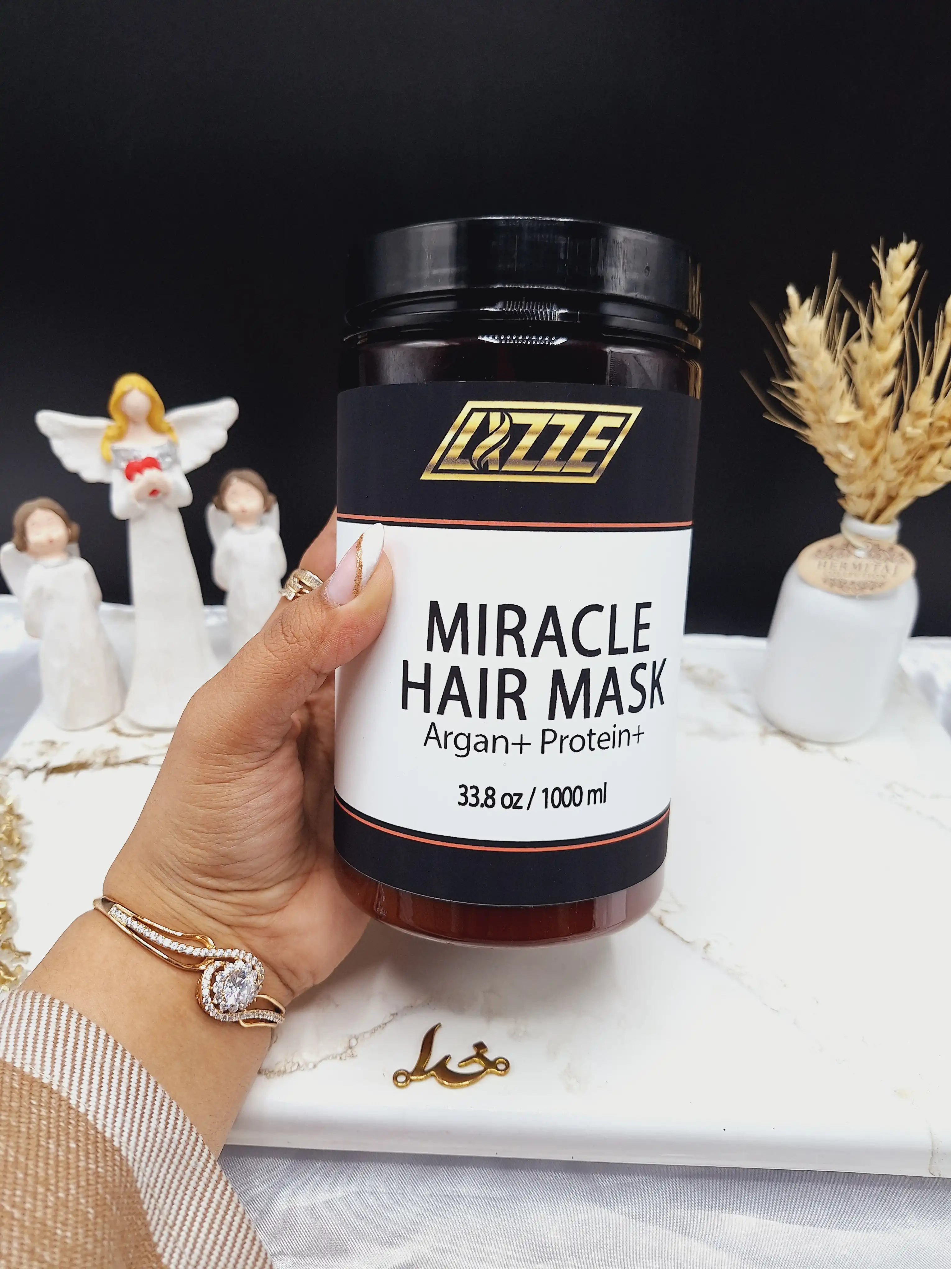 ماسک موی معجزه آسا آرگان+پروتئین وزن 1000ml برند لیز LIZZE ساخت برزیل کد 4614