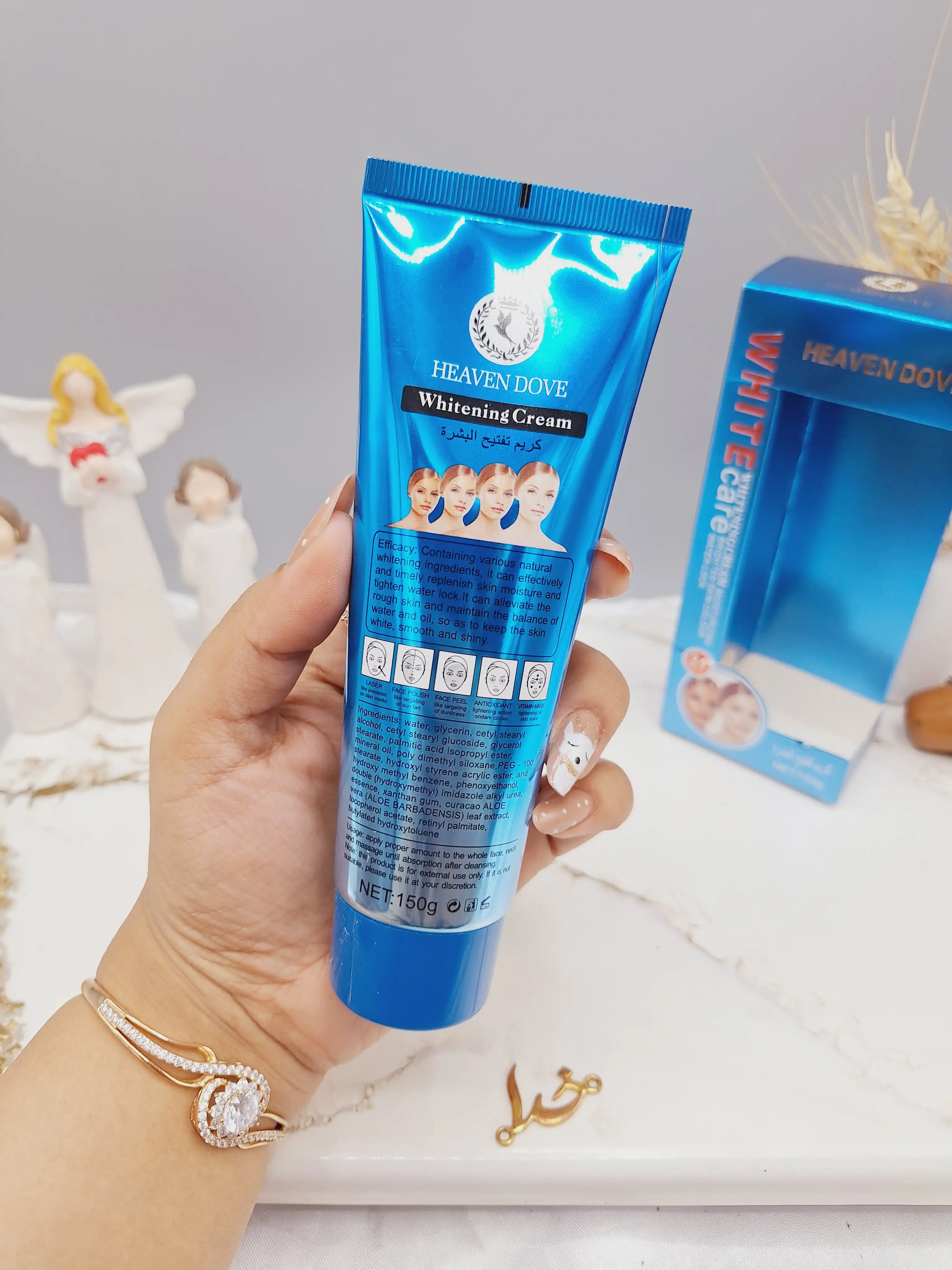 کرم تیوپی مراقبت از پوست سفید کننده و آبرسان پوست برند HEAVEN DOVE کارتن ابی کد HD_1053 B