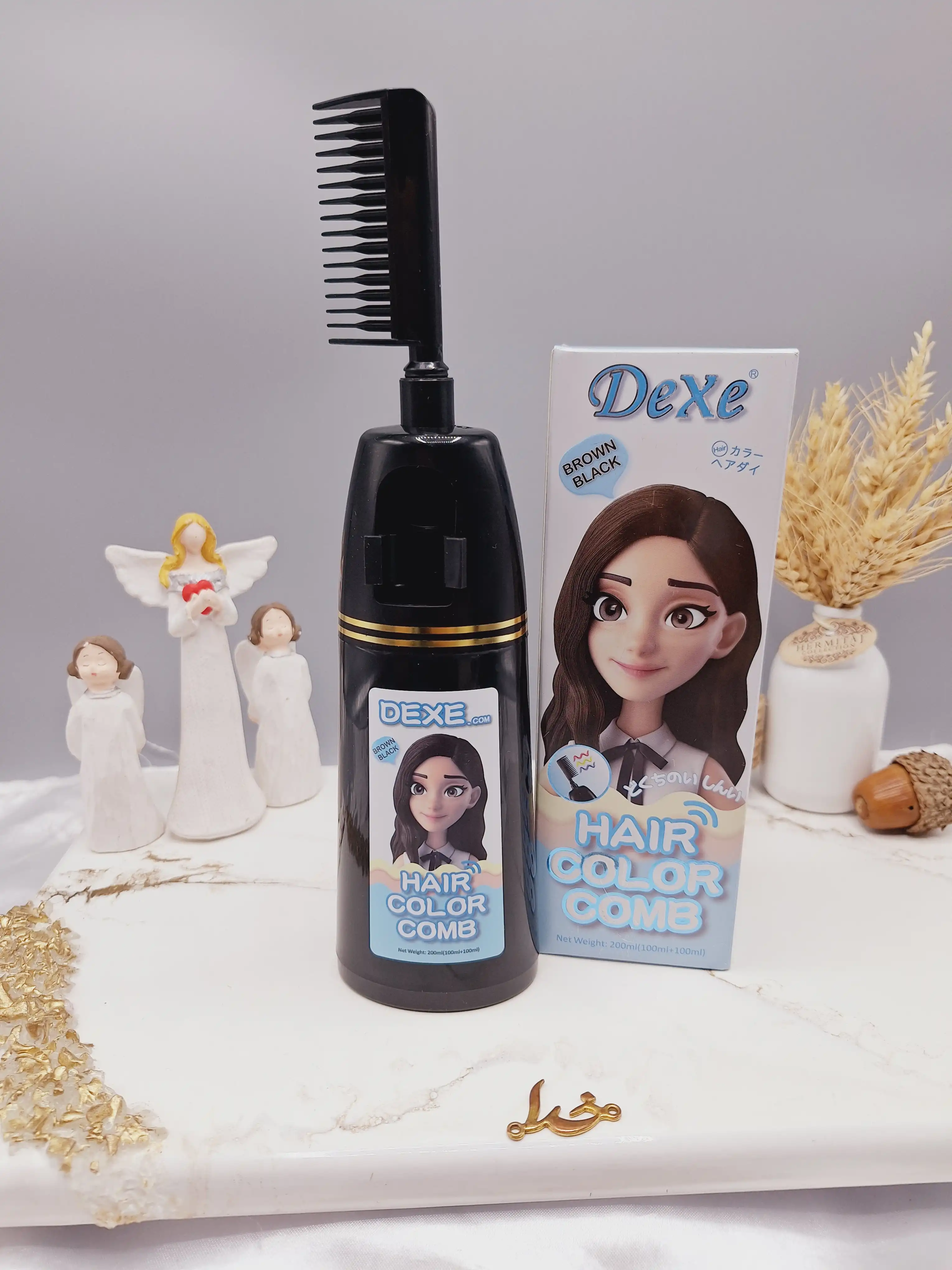 شانه رنگ مو قهوه‌ای تیره برند دکسی Dexe کد 4849