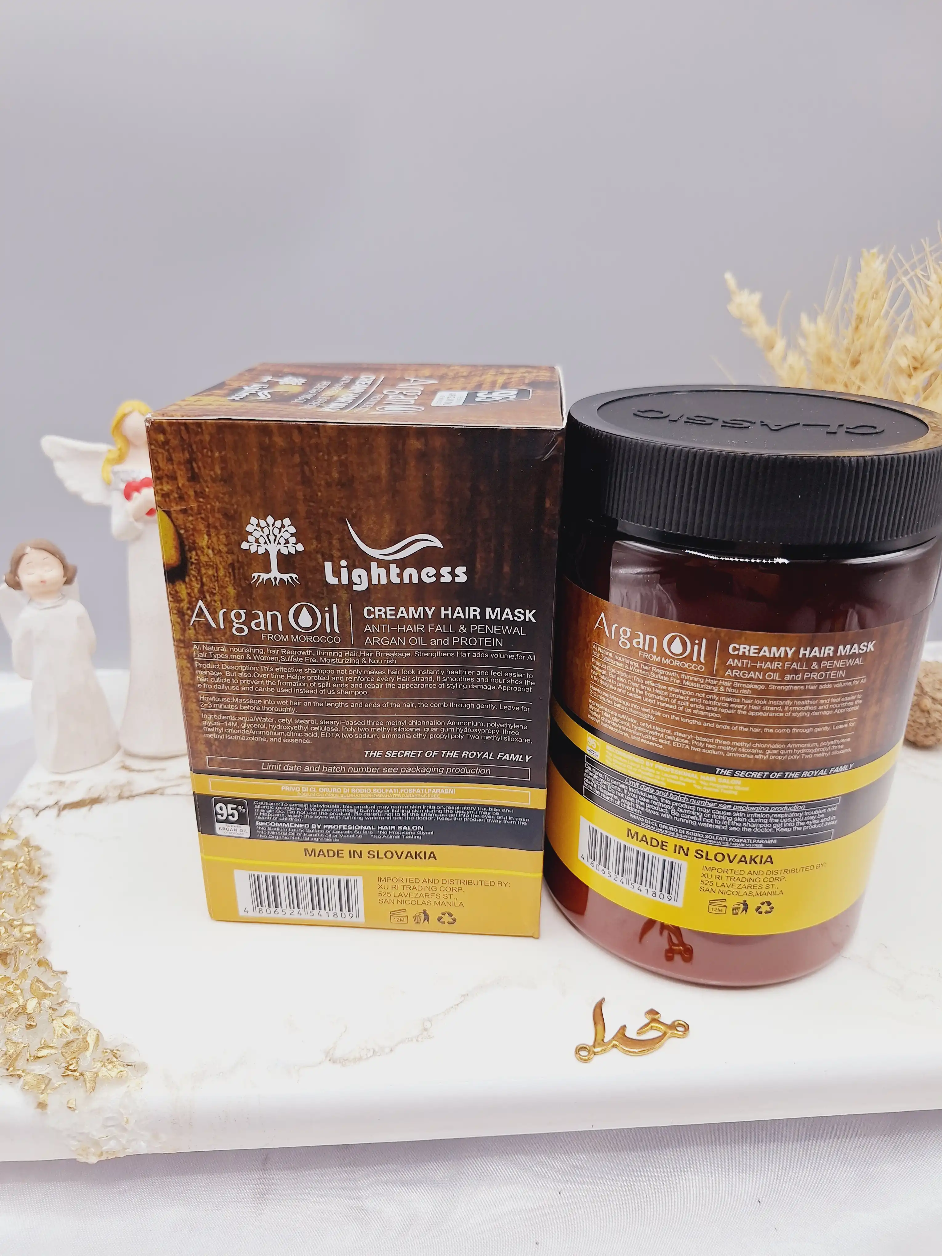 ماسک مو آرگان کراتینه مراکشی ساخت اسلواکی جعبه دار لایتنس 900 میل 95% ARGAN OIL