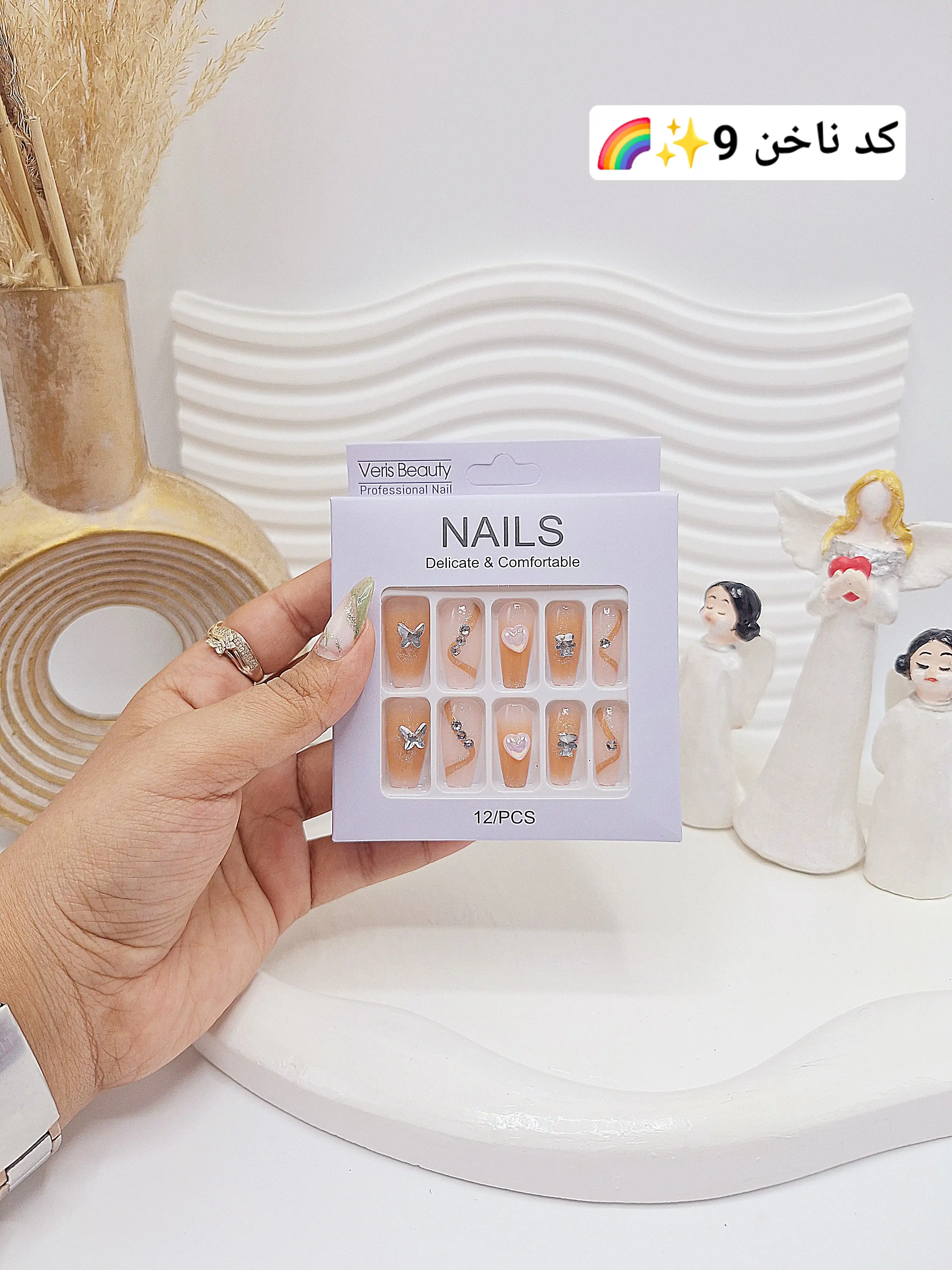 پک اختصاصی کامل ناخن مصنوعی طرح های خاص NAILS با چسپ ناخن دو طرفه (کیفیت تضمینی)