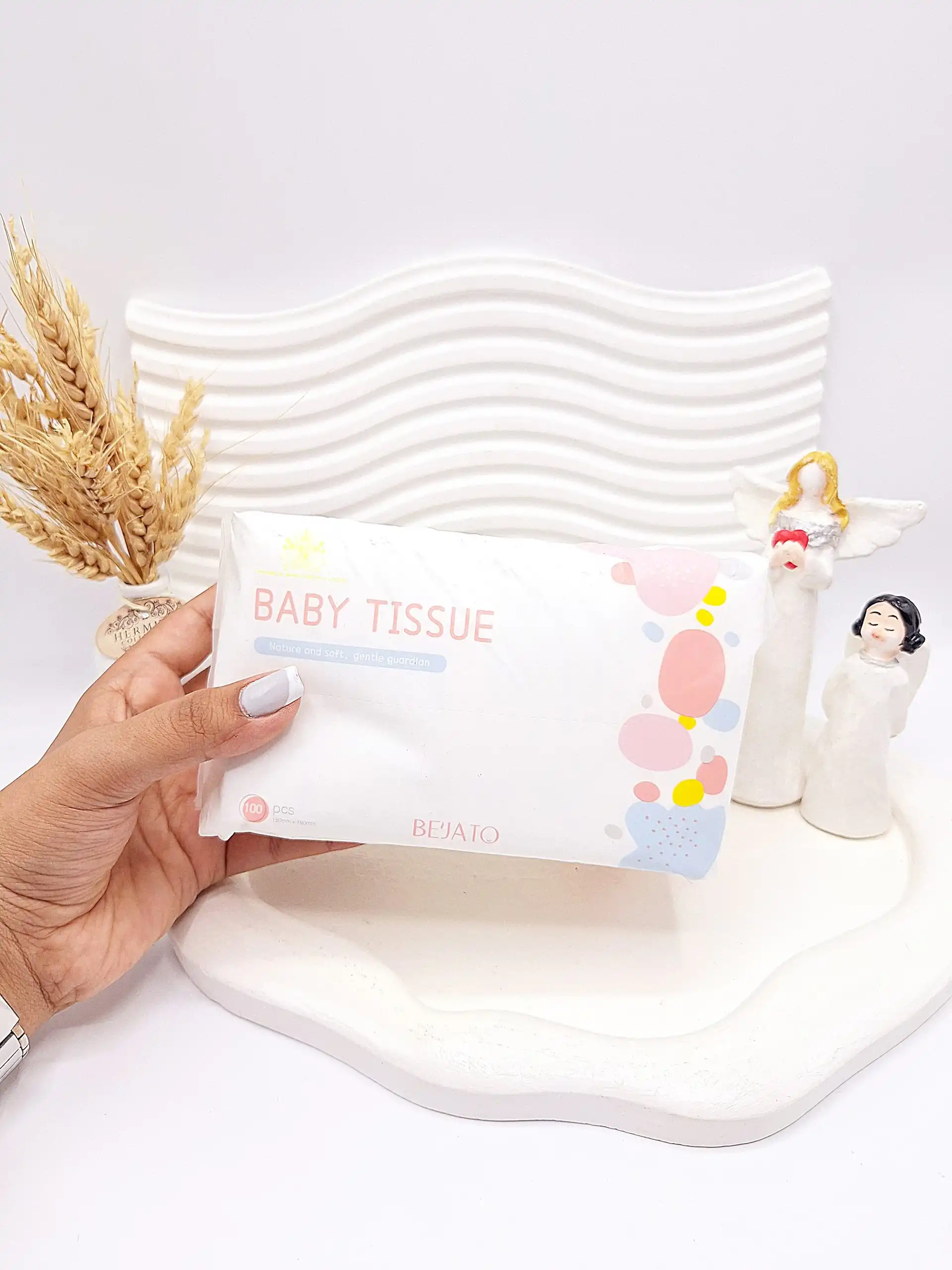 دستمال پنبه ای 100 برگ وارداتی BABY TISSUE کد 1423