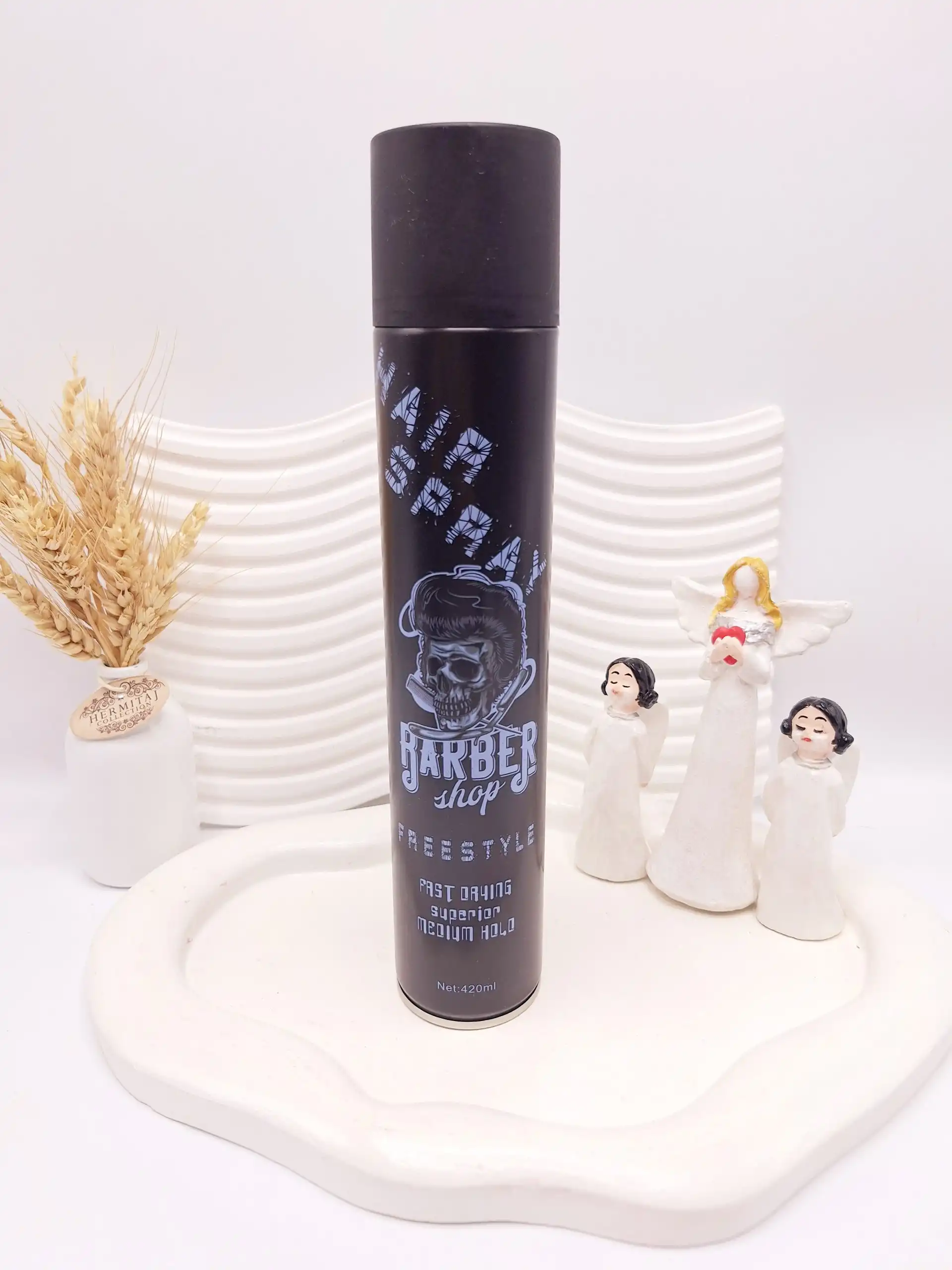تافت مو مردانه HAIR SPRAY مدل BARBER اسکلت حجم 420 میل کد 7908
