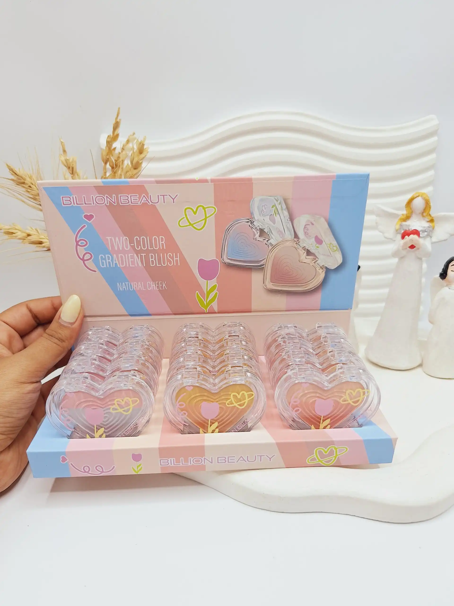 رژگونه دورنگ طرح قلبی برند  BILLION BEAUTY کد ۰۷۷۷