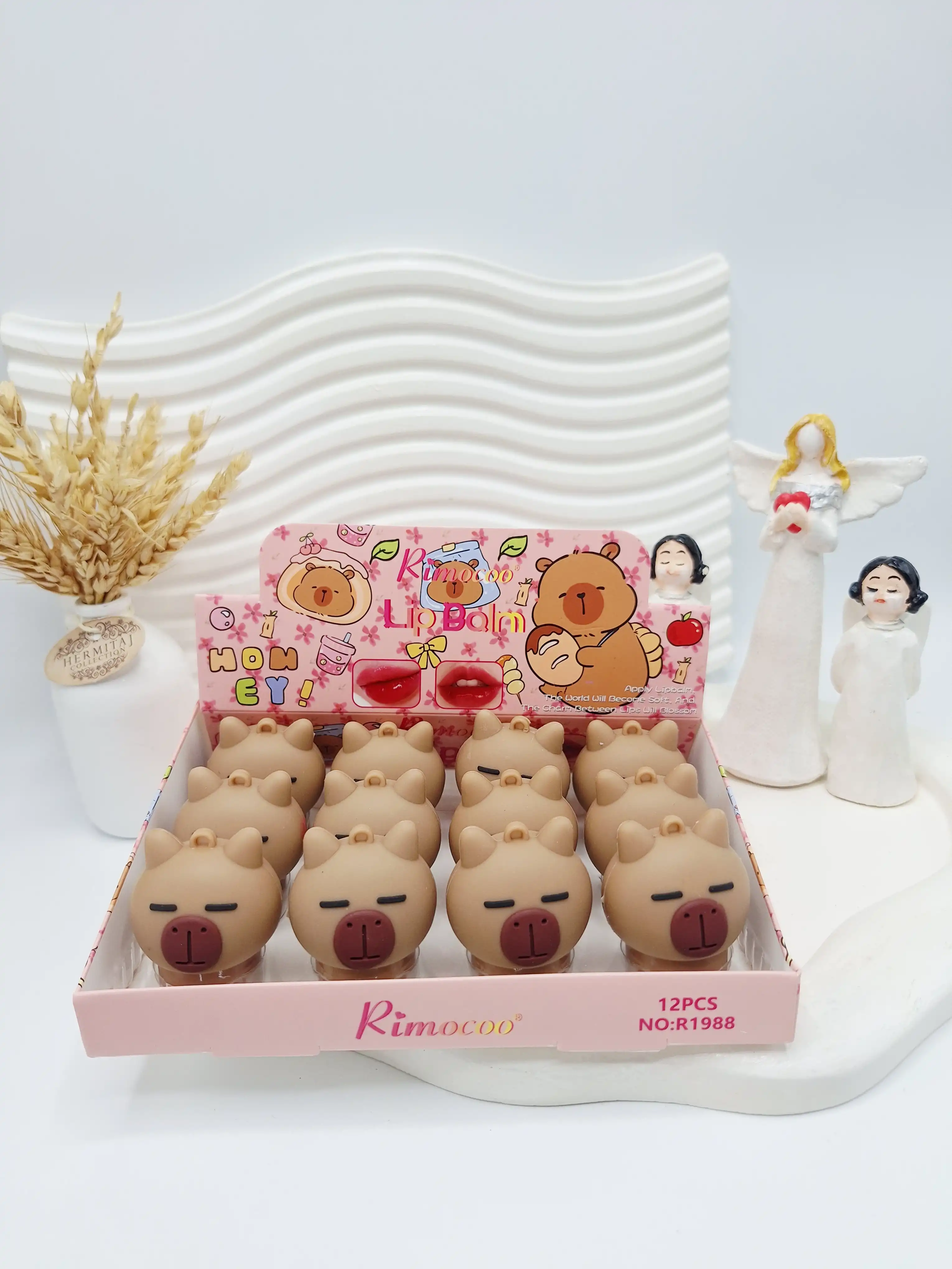 بالم لب طرح خوک قهوه ای  جذاب برند Rimocoo کد 1988