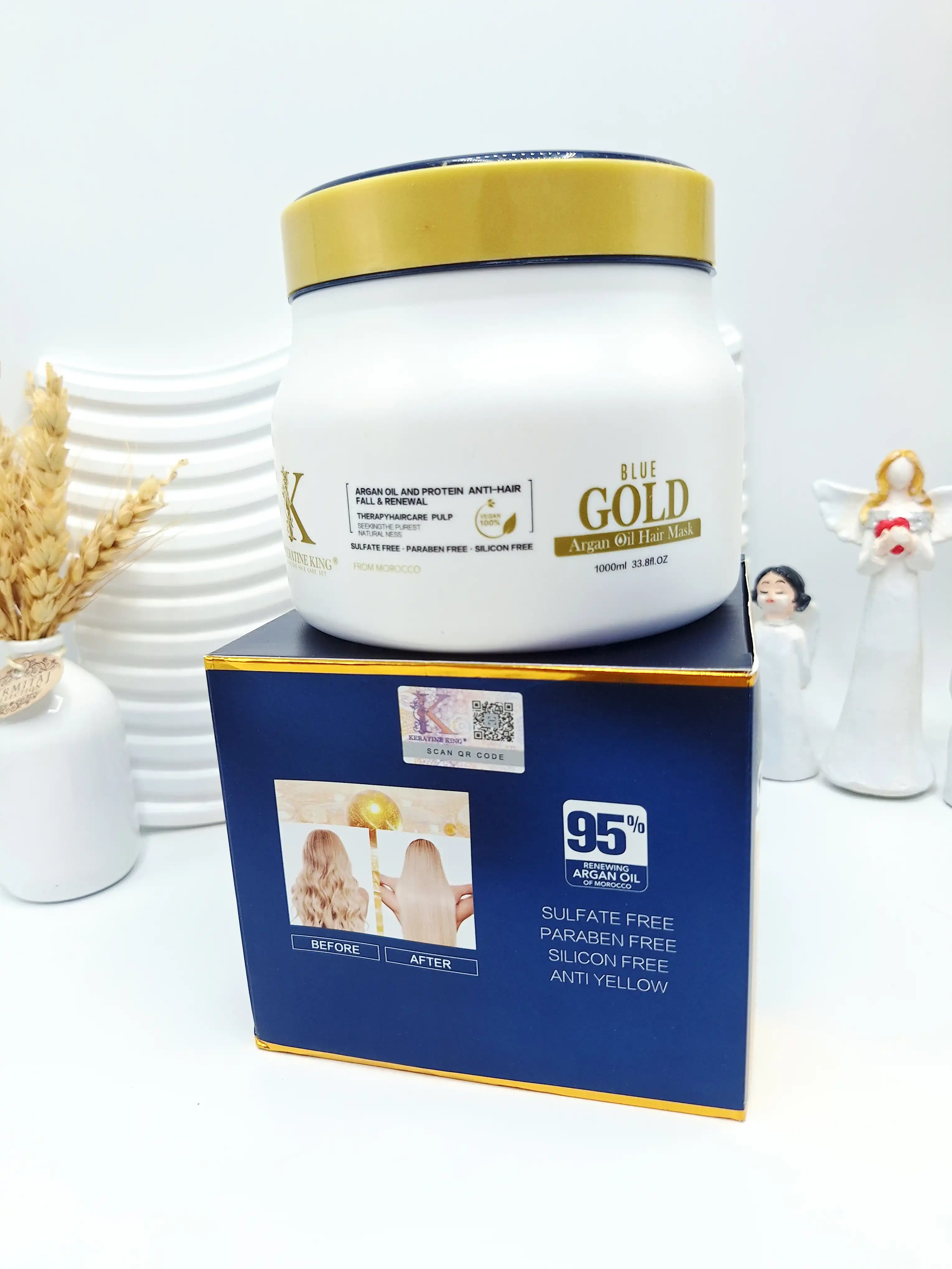 ماسک مو اورجینال روغن آرگان کراتین  بلو گلد کد 0311